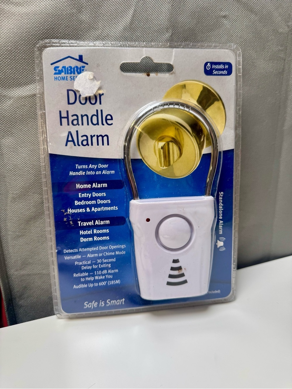 NIB Door Handle Alarm - White Portable Door Alarm for Home & Travel
